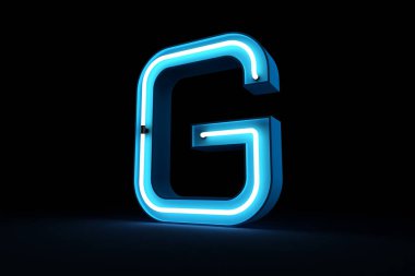 Neon ışık alfabe 3d render