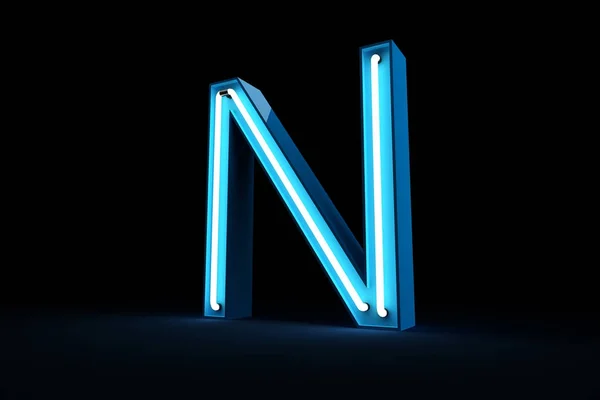 Neon Luce Alfabeto Rendering — Foto Stock