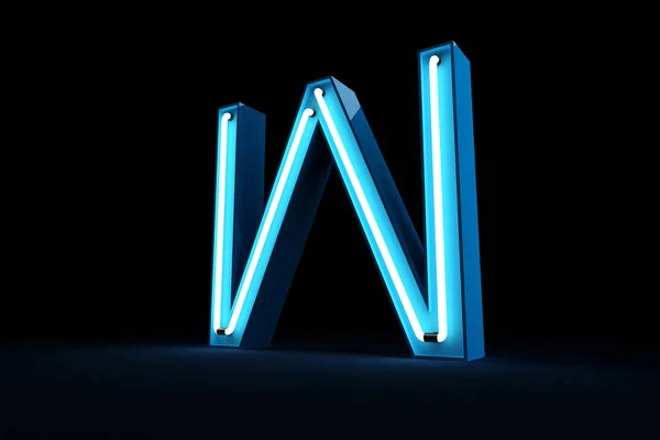 Neon Luce Alfabeto Rendering — Foto Stock