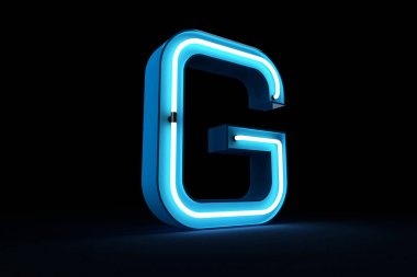 Neon ışık alfabe 3d render