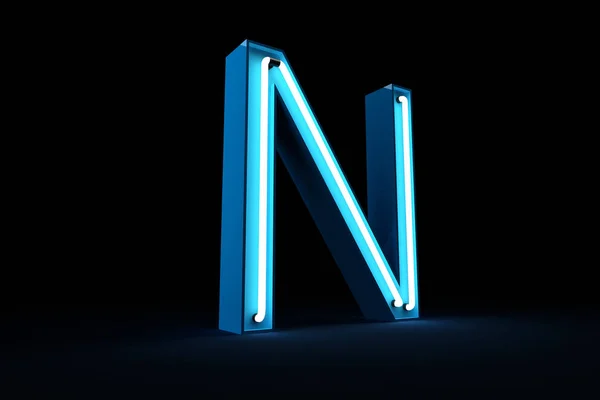 Neon Luce Alfabeto Rendering — Foto Stock