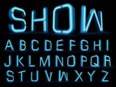 Neon ışık alfabe 3d render
