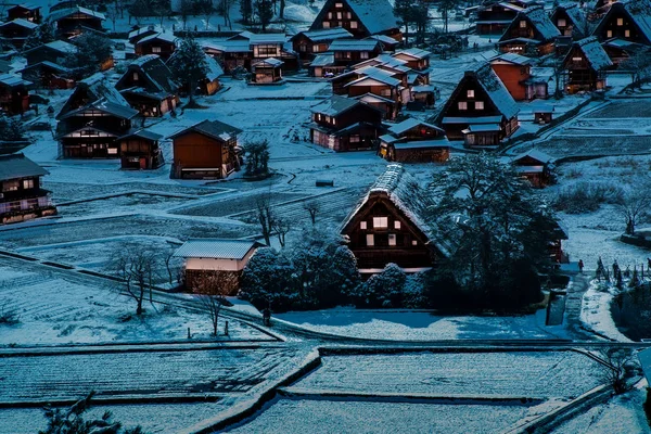 Inverno Shirakawago Con Nevicate Gifu Chubu Giappone Città Patrimonio Dell — Foto Stock