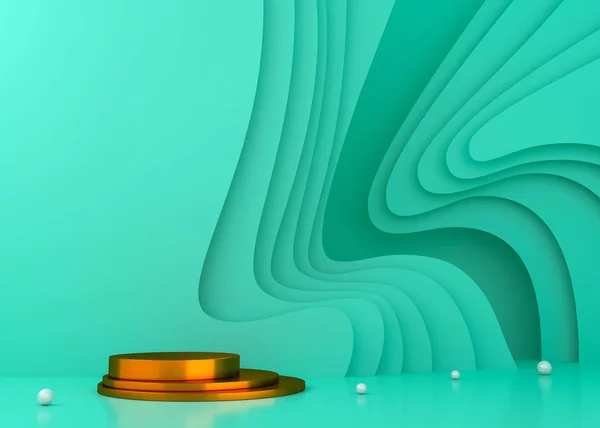 Ürün sunumu için renkli tünel görüntüleme arkaplanı, 3 boyutlu resimleme.