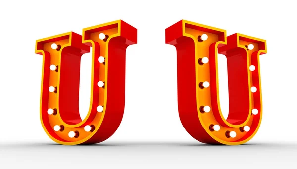 Red Alphabet Light Bulb Rendering White Background Clipping Path Ready — Stock Photo, Image