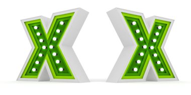 Beyaz arkaplanda renkli alfabe ampulü ve kırpma yolu kullanıma hazır. Renk katmanı ve Derin metin 3d resimleme.