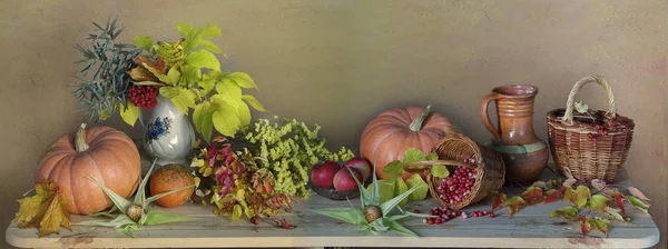 秋天的全景，从水果、 蔬菜和浆果 . — 图库照片