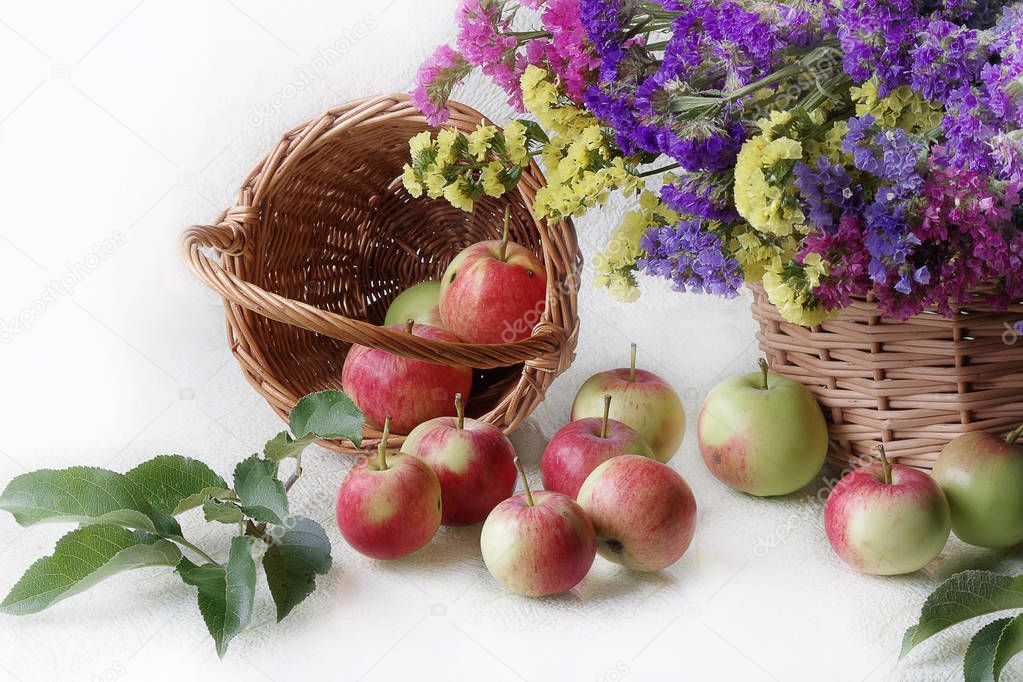 Apples scattered from the recycle bin.