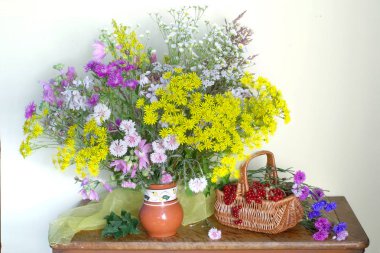 beautiful bouquet of wildflowers of different colors clipart