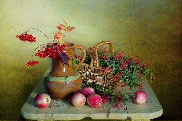 Bouquet d'automne sur fond coloré — Photo