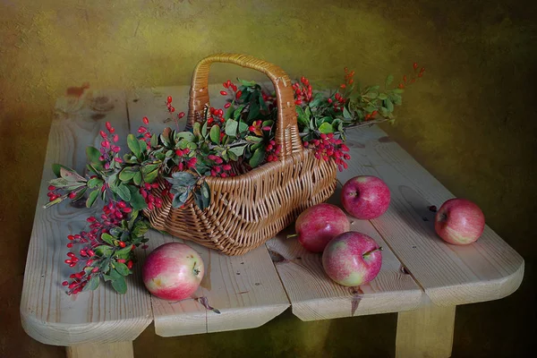 Nature Morte Avec Groseilles Rouges Fleurs Sauvages Isolées Sur Fond — Photo