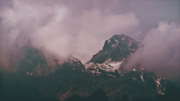 Time Lapse Mountains in the fog. Russia, Sochi Ski Resort — Stock Video