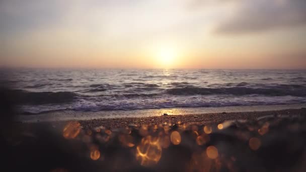 Hermosa playa tropical al atardecer — Vídeo de stock