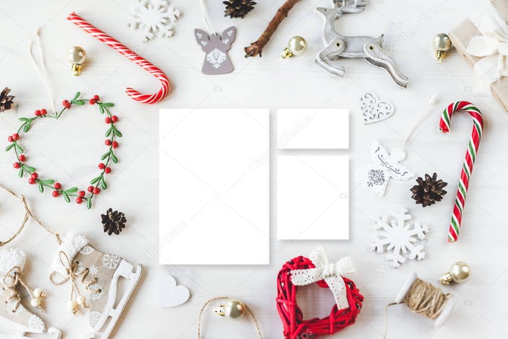 Cozy vintage toned winter holidays Christmas Composition