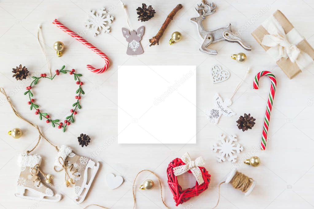 Cozy vintage toned winter holidays Christmas Composition