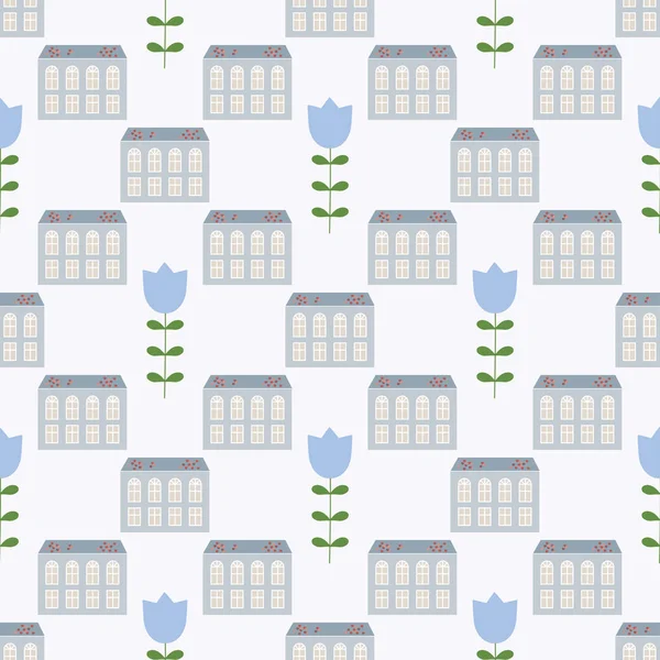 Amsterdam houses seamless pattern