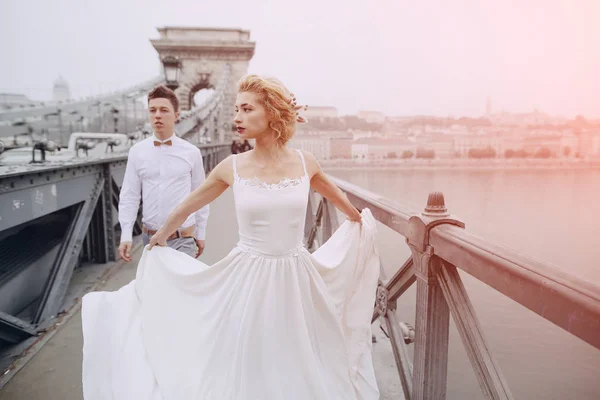 Wedding day in Budapest — Stock Photo, Image