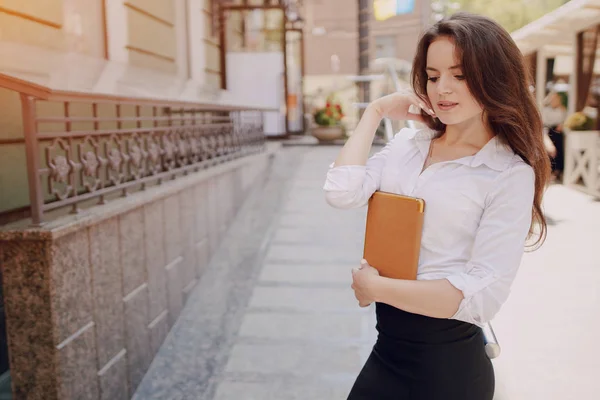 Business woman enjoys gadgets — Stock Photo, Image