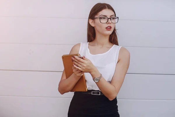 Beautiful brunette with glasses — Stock Photo, Image