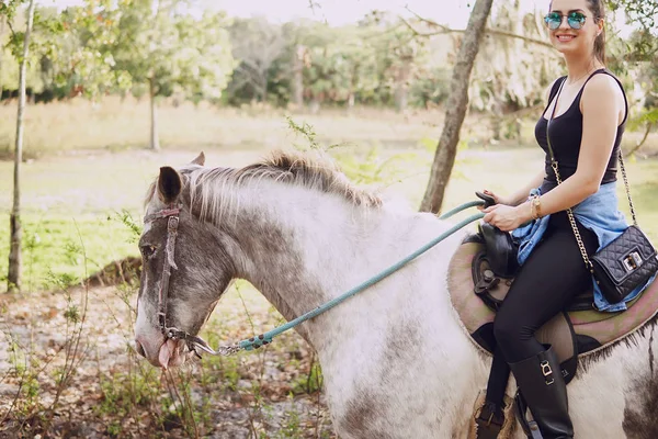 准备骑一匹马的女孩 — 图库照片