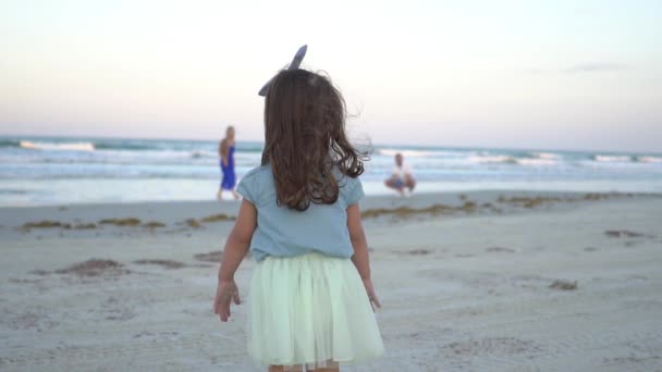 Gyönyörű család, a strandon — Stock videók