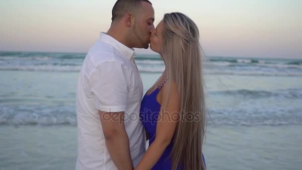 Prachtige familie op het strand — Stockvideo