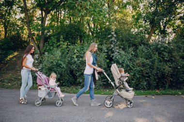 Aile parkta yürüyor.