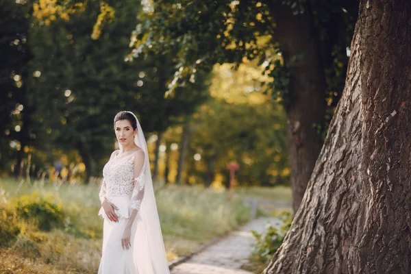 Braut im weißen Kleid — Stockfoto