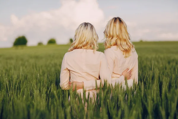 Twins in the field — Stock Photo, Image
