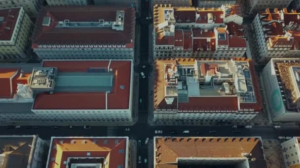 Lucht uitzicht van het charmante centrum van Lissabon en haar downtow — Stockvideo