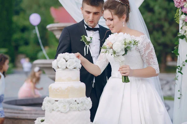 Düğün pastası ile Çift