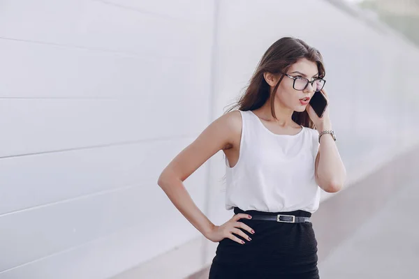 Beautiful brunette with glasses — Stock Photo, Image
