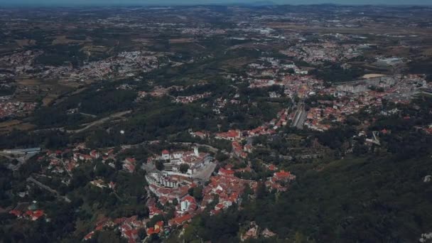 Drone Pałac Pena Mountaintop romantycznej Sintra — Wideo stockowe