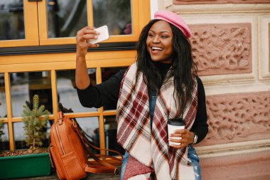 Zarif siyah kız kış City