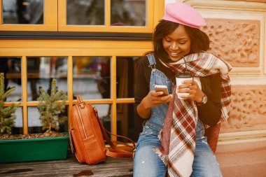 Zarif siyah kız kış City