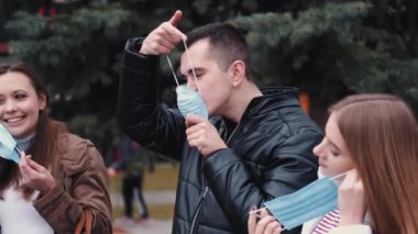 People are wearing protective masks from virus