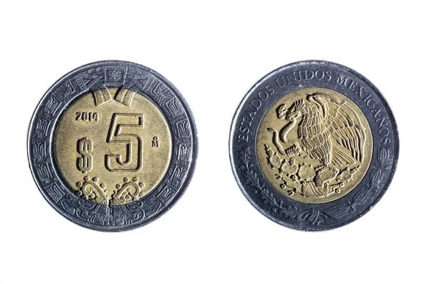 Moneda mexicana de cinco pesos — Foto de Stock