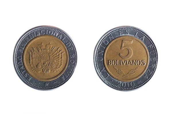 Bolivian five peso coin — Stock Photo, Image