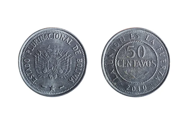 Moneda boliviana de cincuenta centavos — Foto de Stock