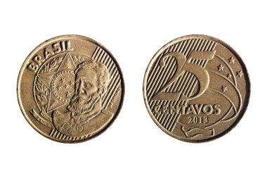 brazilian real twenty five cents coin clipart