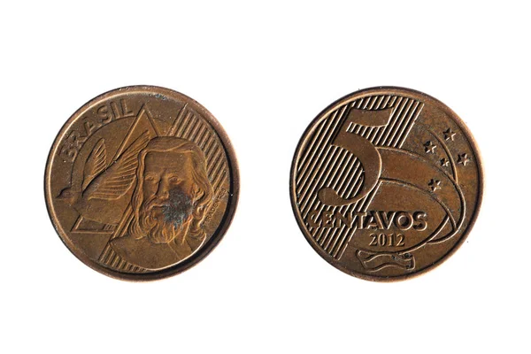 Moneda brasileña real de cinco centavos — Foto de Stock