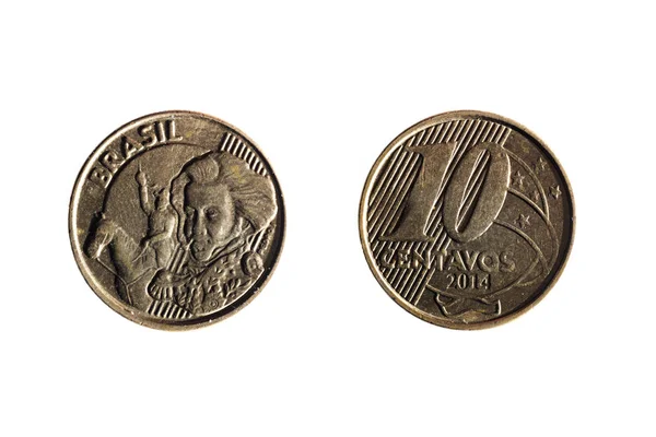 Moneda brasileña real de diez centavos — Foto de Stock