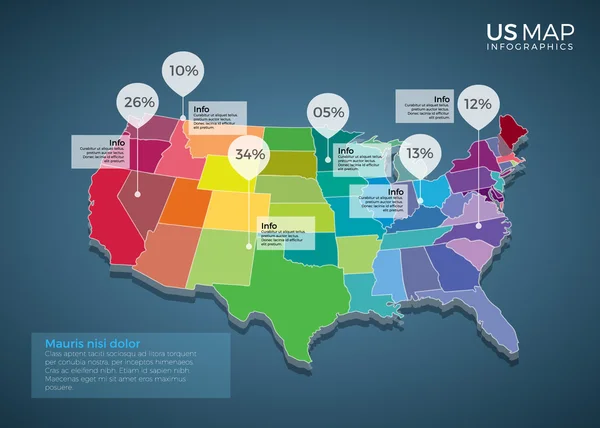 US Carte infographie élément modèle illustration conception — Image vectorielle