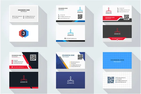 Комплект корпоративных визиток с абстрактным логотипом — стоковый вектор