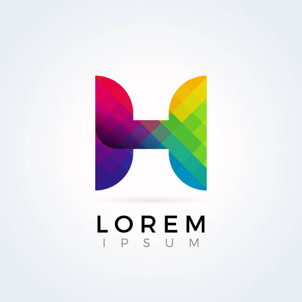 H Буква логотип Икона Красочная Абстрактная Мозаика Шаблон дизайн Элемент в верхнем регистре
