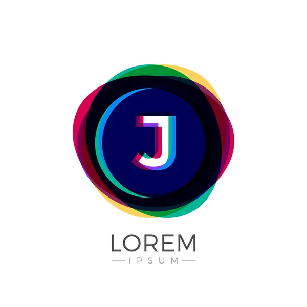 J Carta Logo icono colorido abstracto superposición Fusión Diseño plantilla en fondo blanco — Vector de stock