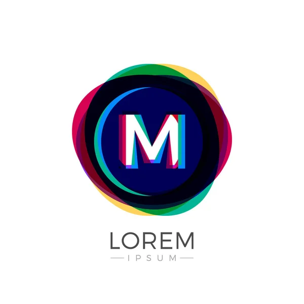 M Carta Logo icono colorido abstracto superposición Fusión Diseño plantilla en fondo blanco — Vector de stock