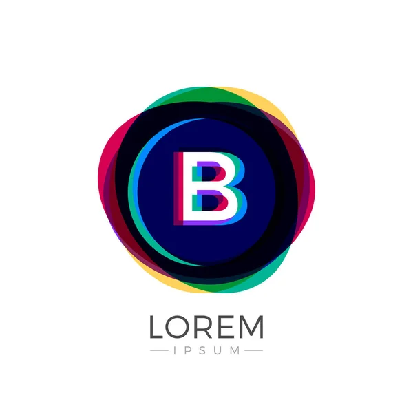 B Carta Logo icono colorido abstracto superposición Fusión Diseño plantilla en fondo blanco — Vector de stock