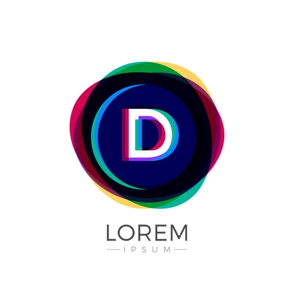 D Carta Logo icono colorido abstracto superposición Fusión Diseño plantilla en fondo blanco — Vector de stock
