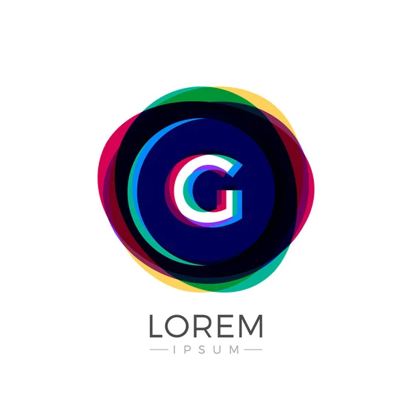 Plantilla de diseño de fusión de superposición abstracta colorida del icono del logotipo de G Letter en fondo blanco — Vector de stock